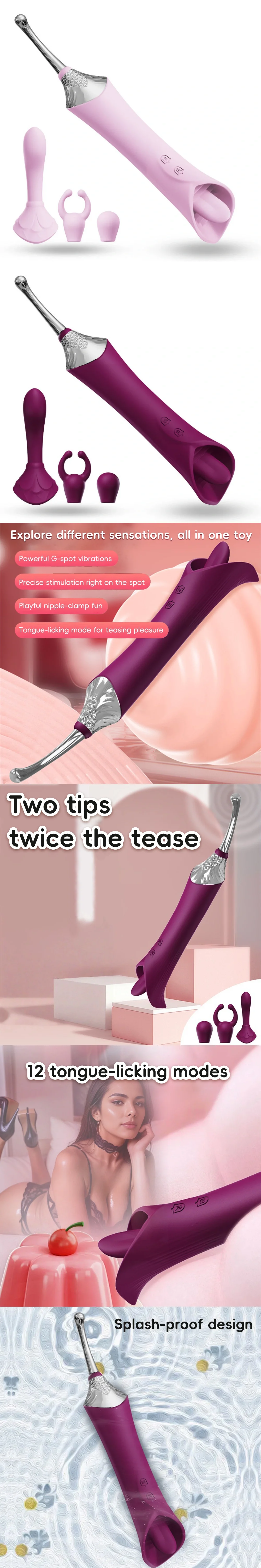 venusfun lively touch 12 mode tongue licking vibrator dual head g spot massager for women