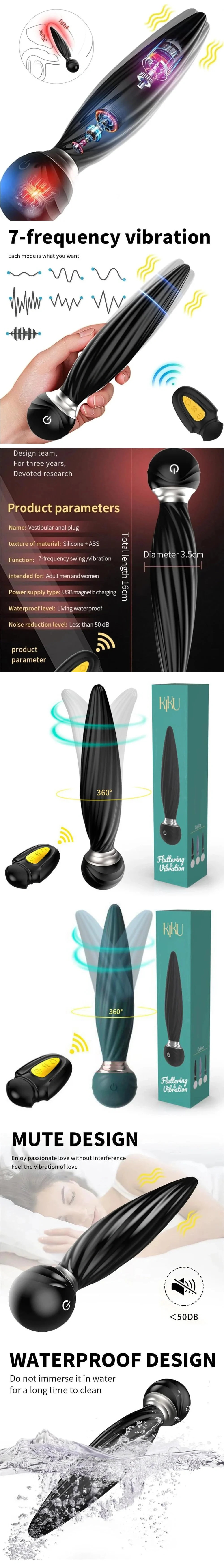 venusfun remote control anal plug vibrator g-spot clitoris pleasure toy for women