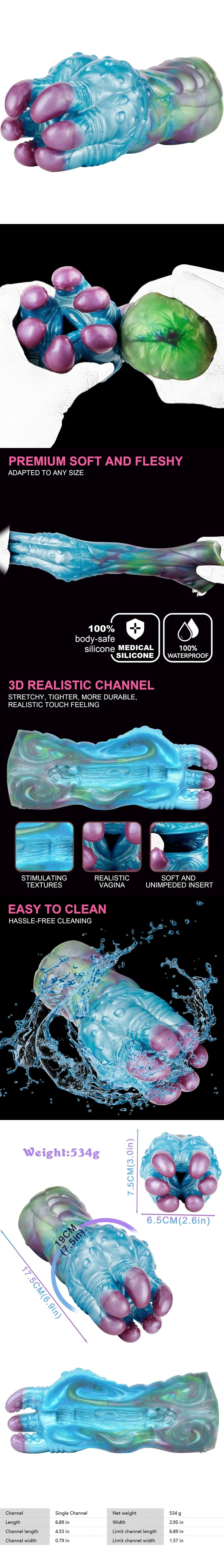 deep sea monster male masturbator silicone realistic pocket sleeve reusable for men