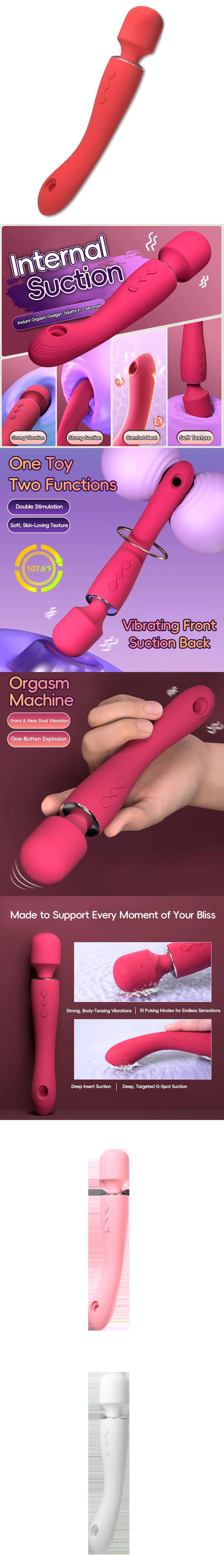 venusfun dual head wand vibrator with clit sucker 360 rotation vibration g spot stimulator for women intense pleasure solo or couples play
