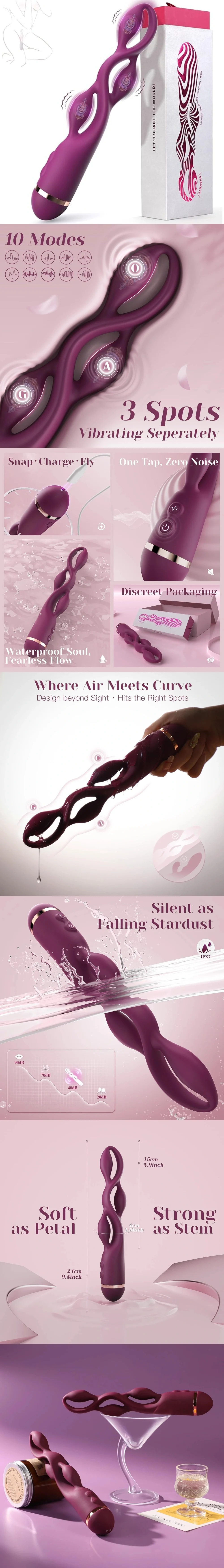 venusfun g spot wand vibrator for women with 10 modes soft silicone clitoral wand design