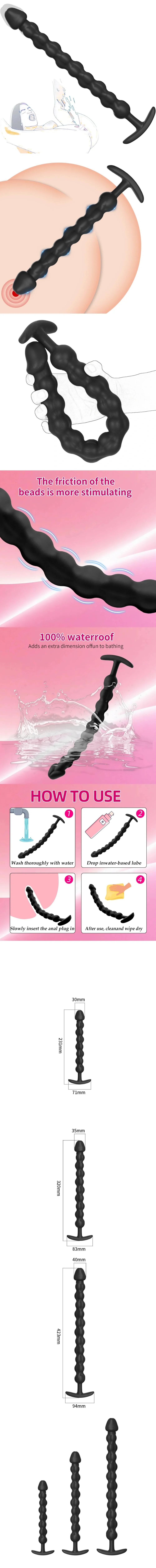 venusfun anal beads silicone plug p spot perineum toy long girthy anal trainer for couples