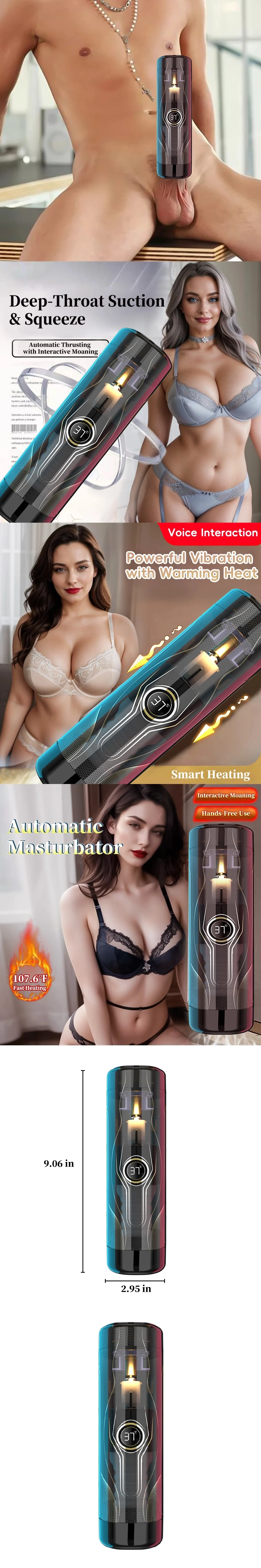 Venusfun Thrusting Heating Male Masturbator with Voice Venusfun Thrusting Heating Male Masturbator showing auto suction, realistic motion, and interactive voice features