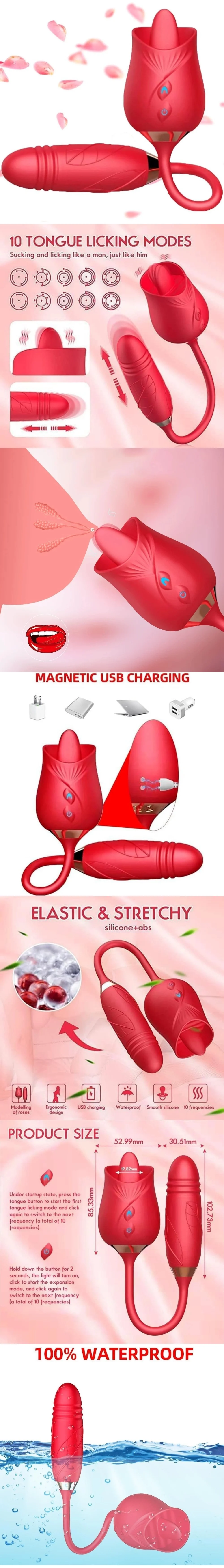 venusfun rose dual head vibrator licking suction