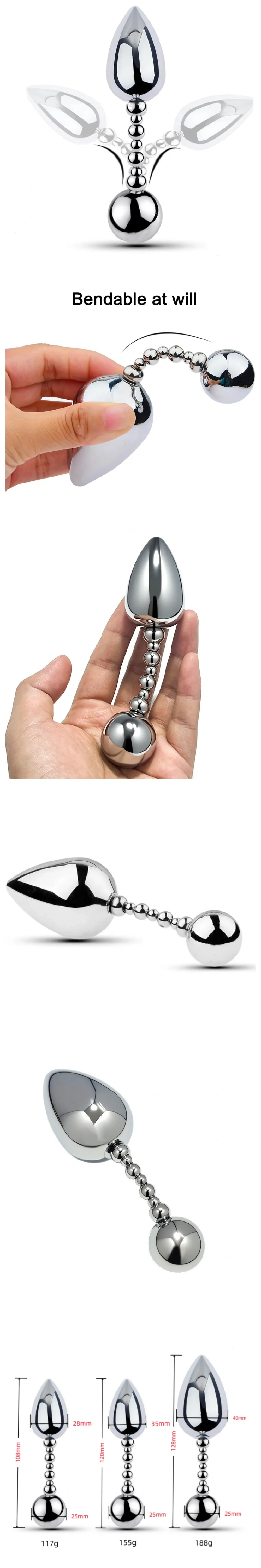 venusfun double ended stainless steel anal plug with rotating beads designed for men prostate training and anal exploration