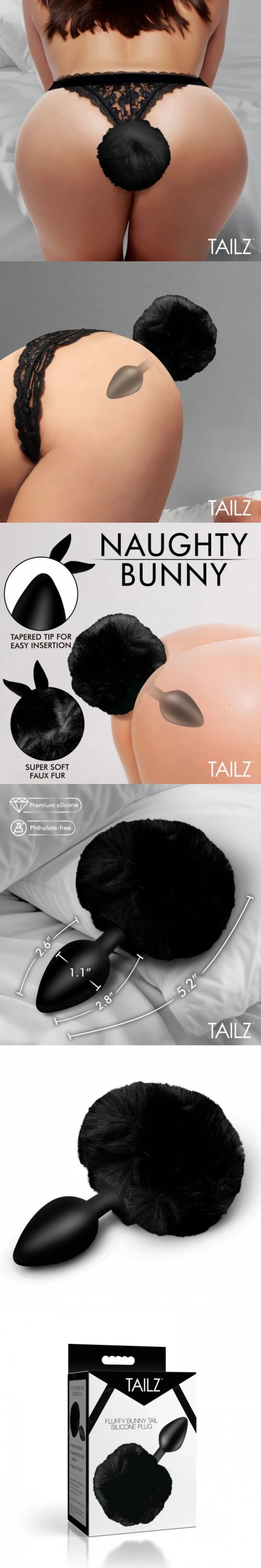 xr brands bunny tail anal plug soft body safe silicone for women
