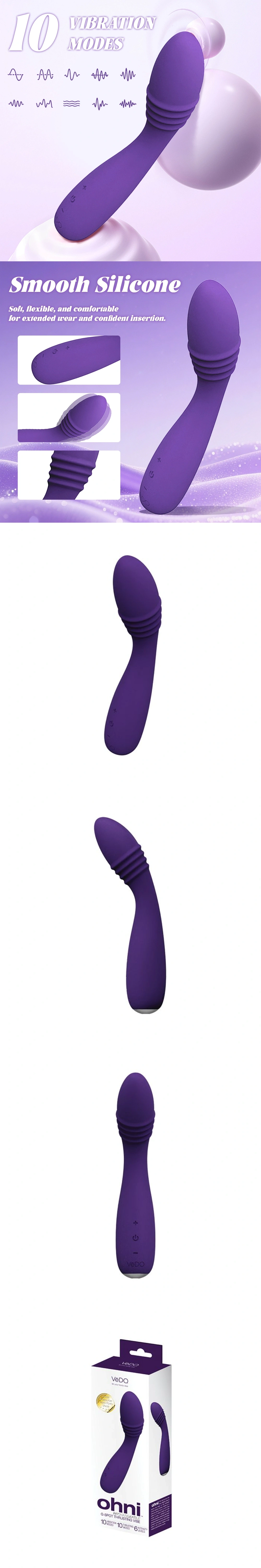 vedo ohni g spot thrusting vibrator with flexible silicone neck and 10 modes vedo ohni g spot thrusting vibrator for women with flexible neck silicone design and 10 vibration modes