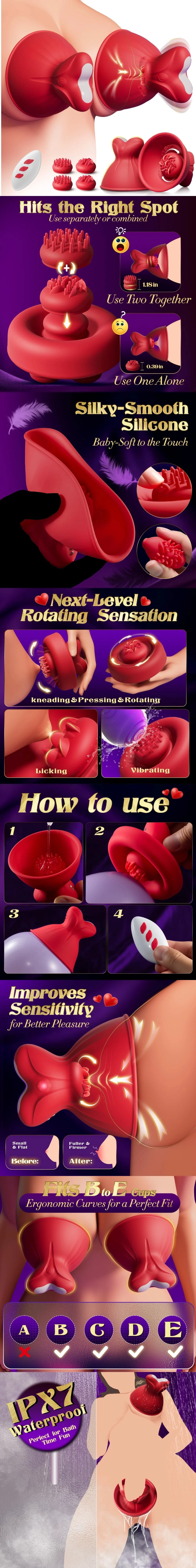 venusfun 5 in 1 nipple vibrator for women tongue licking rotating massage sucking massager