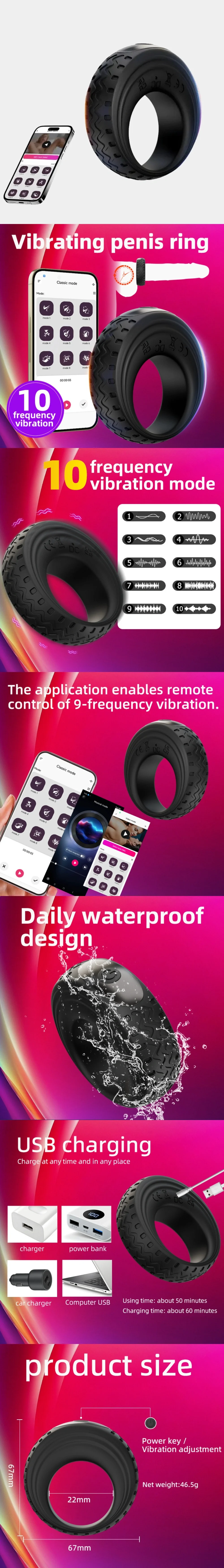 venusfun app controlled cock ring for couples vibration assisted erection training with wearable tpe design