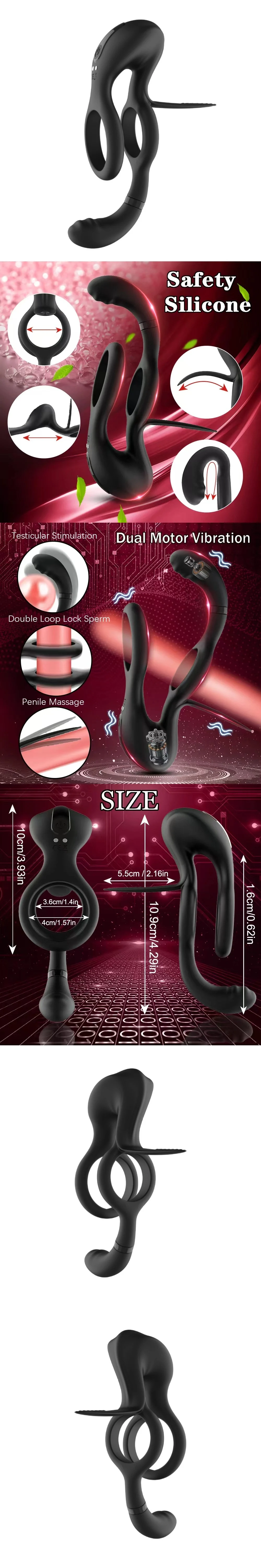 venusfun cock ring silicone dual motor vibrating delay stamina male massager for men