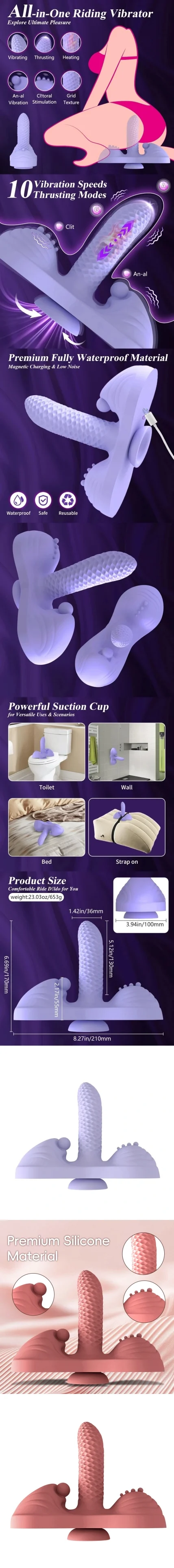 venusfun sit and ride dildo vibrator for women with thrusting