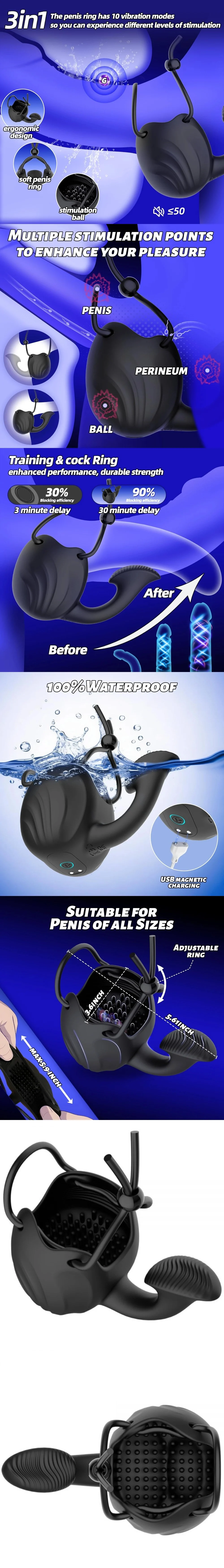 venusfun teapot cock ring male silicone dual motor vibrating testicle erection trainer adult toy