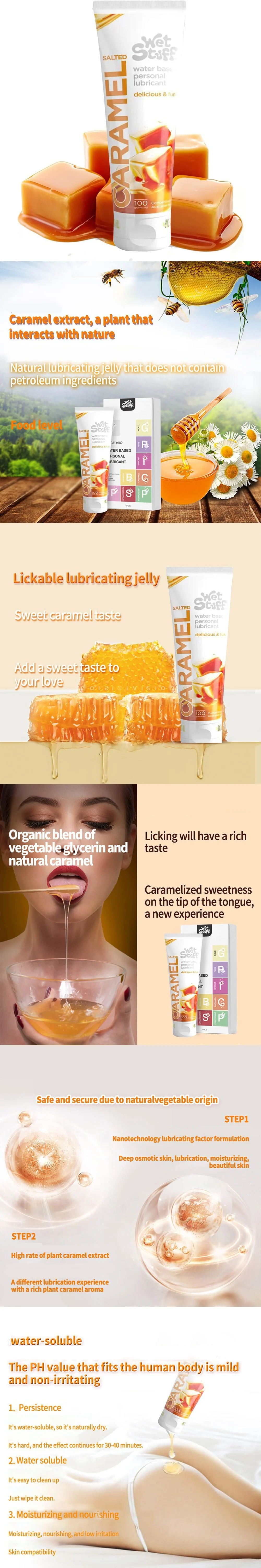 wet stuff fruity caramel lubricant gel for women natural plant based edible oral play