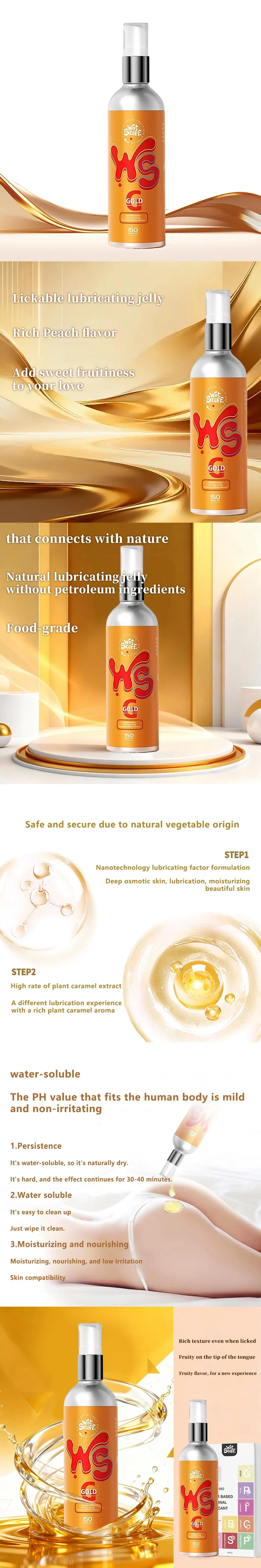 wet stuff gold edible water based lubricant for women natural plant formula mild warming 150ml