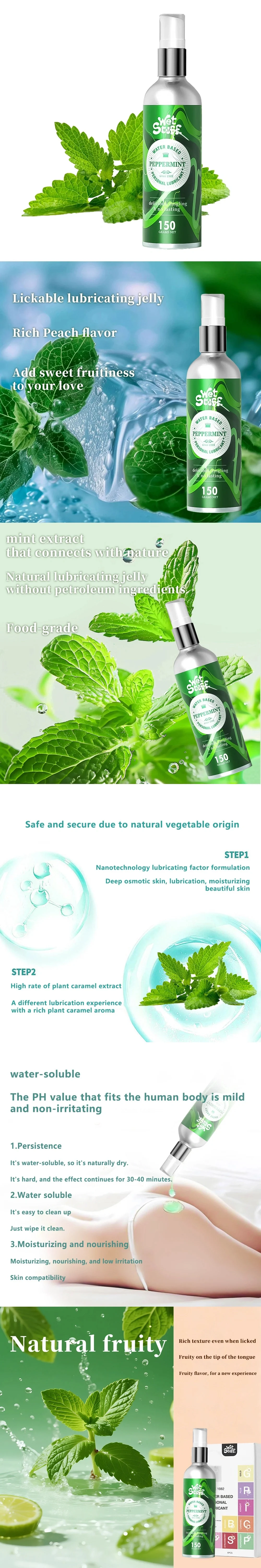wet stuff natural peppermint edible lubricant water