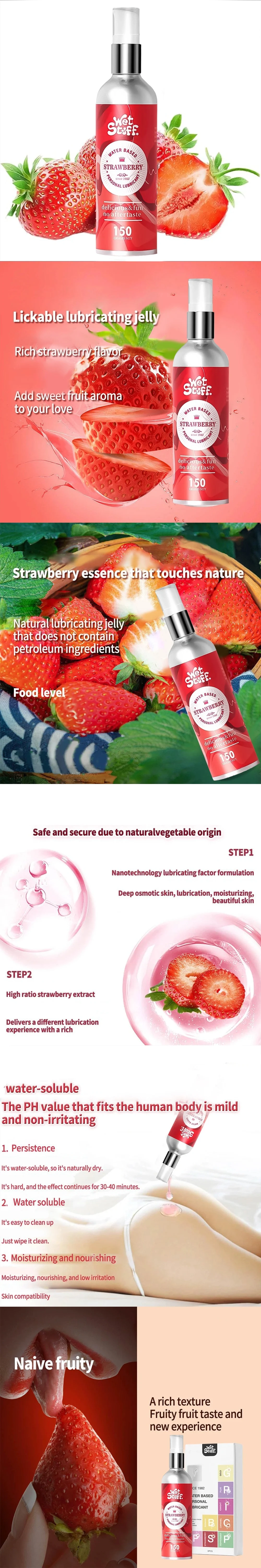 wet stuff strawberry edible lubricant for women plant based water based gel for smooth and comfortable intimacy