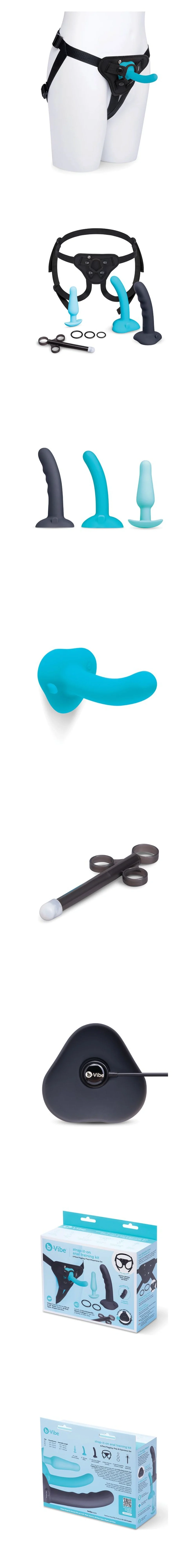 b-vibe strap it on anal training kit with 4 inch plug 5 inch dildo and 7 inch vibrating ridged dildo for beginners and couples