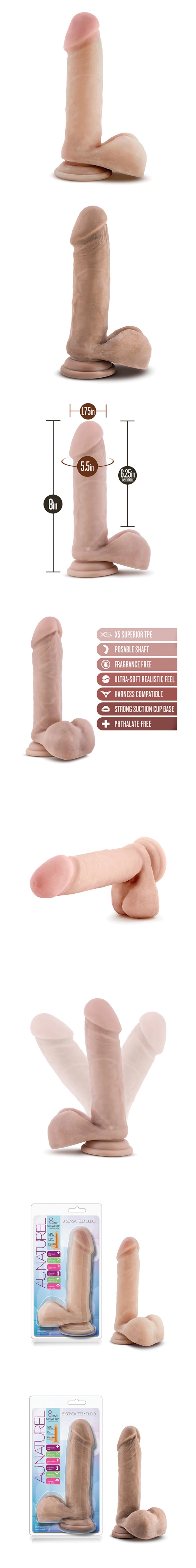 blush au naturel 8 in sensa feel dildo tpe dildo realistic cock