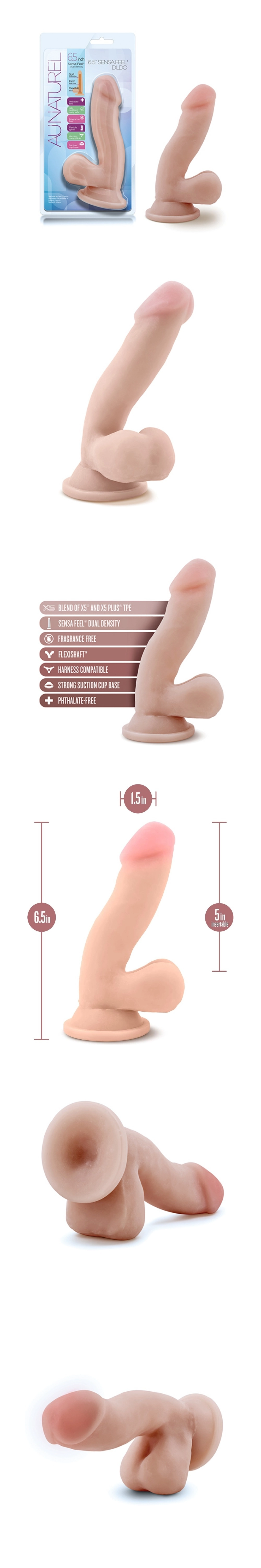 blush au naturel realistic dildo beginner friendly tpe dildo