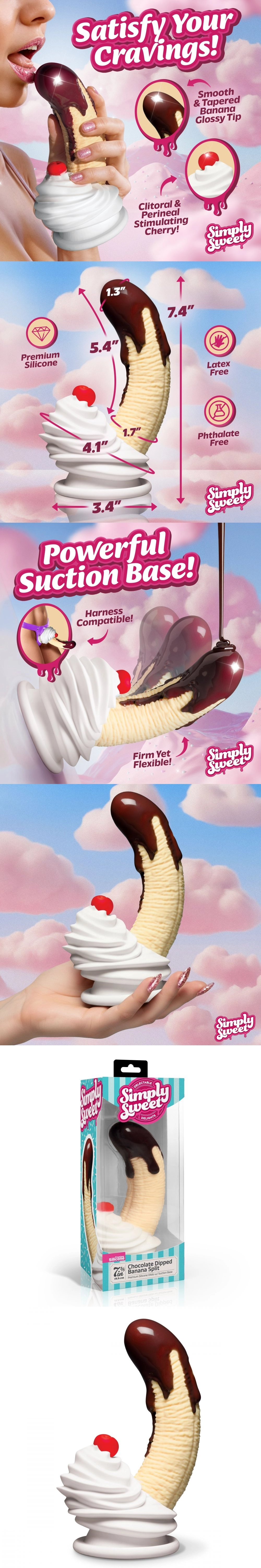 curve toys chocolate dipped banana split 7in suction cup dildo thick dildo