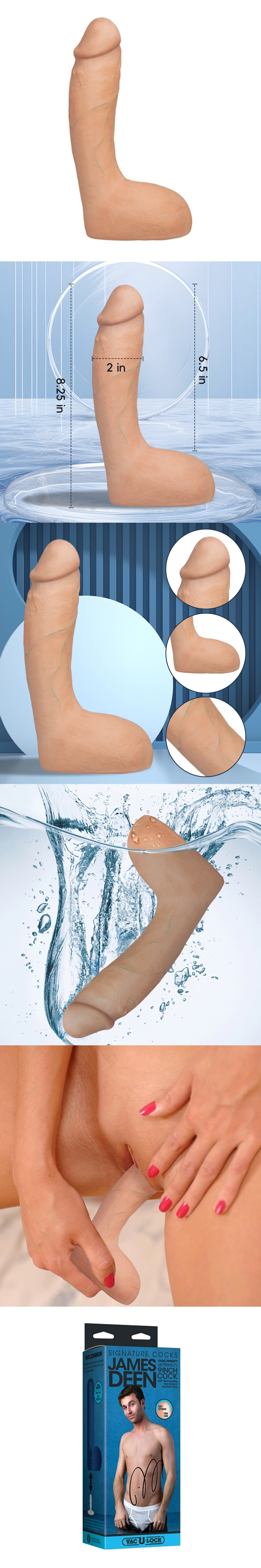 doc johnson signature cocks james deen 8 inches suction cup thick dildo