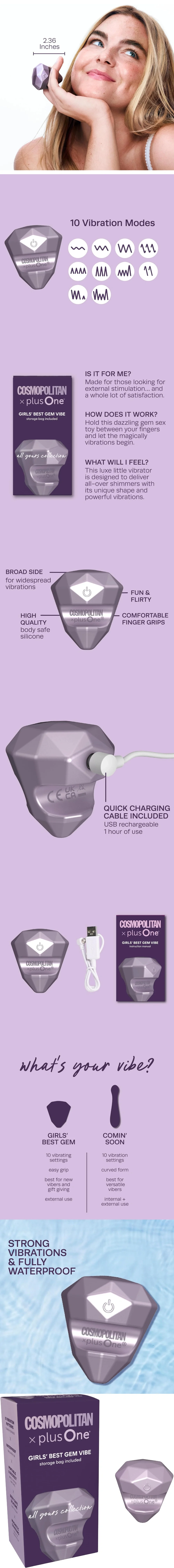 plusone cosmopolitan x girls best gem vibe finger vibrators for clitoral stimulation made of silicone