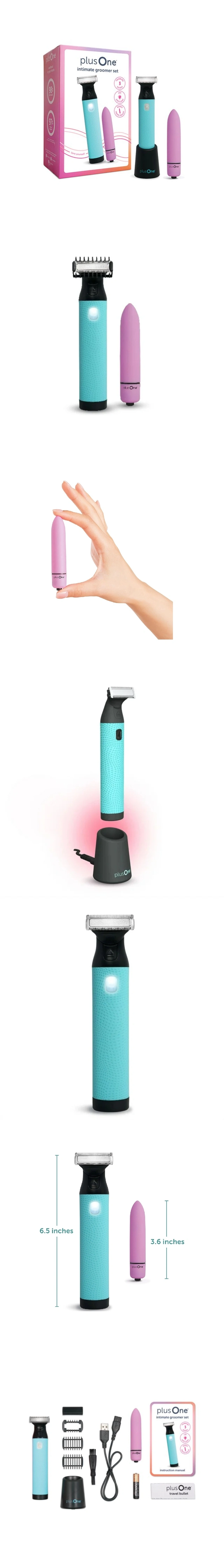 plusone intimate groomer set 3 blade trimmer led light travel bullet vibrator body safe precise grooming