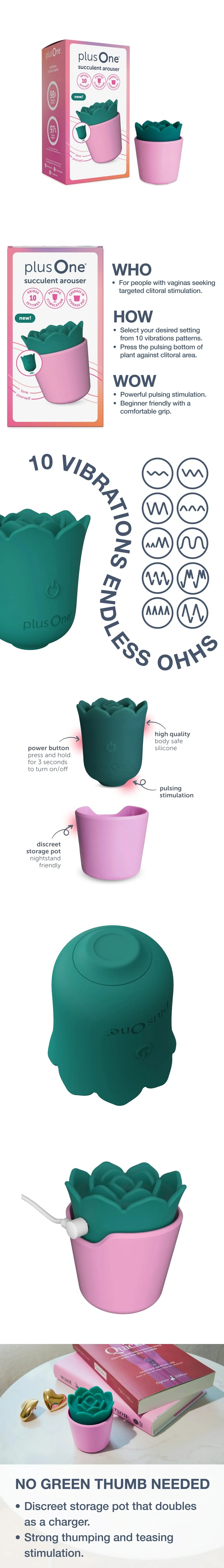 plusone succulent arouser plant shaped vibrator