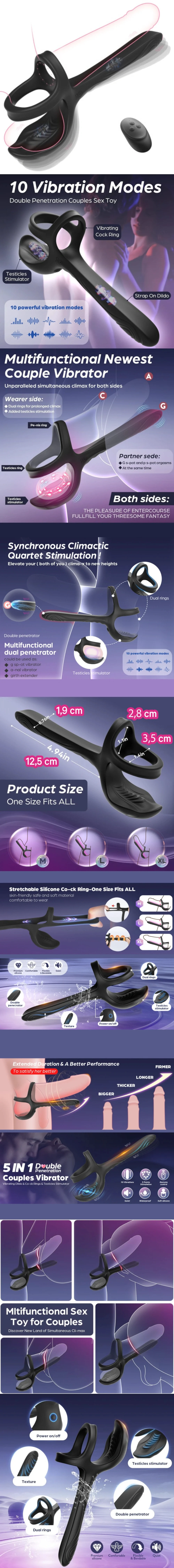 venusfun 3 in 1 vibrating cock ring dual penis testicle rings silicone for couples