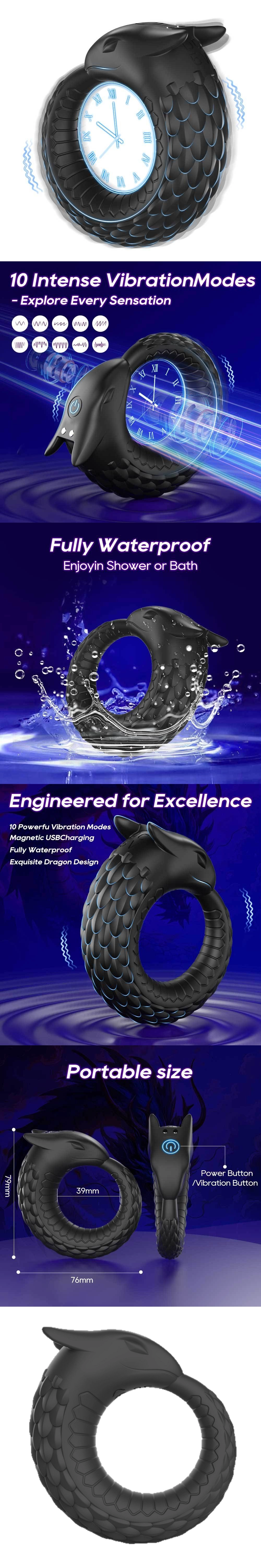 Vibrating dragon scale cock ring delay ring penis ring for longer lasting erection