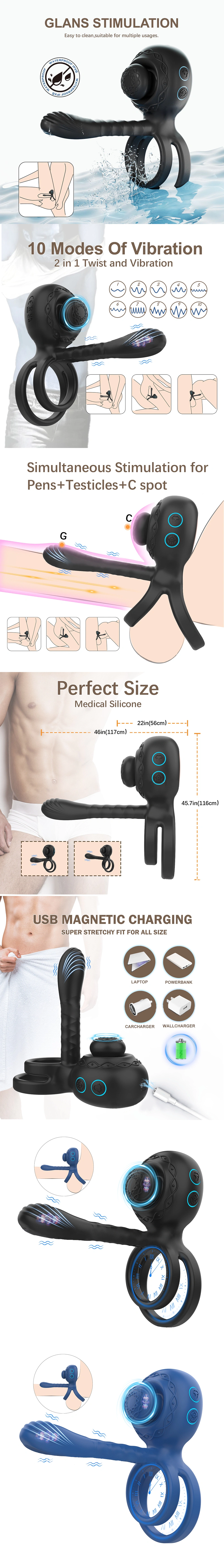 venusfun dual rings vibrating 10 modes cock ring ehnance performance