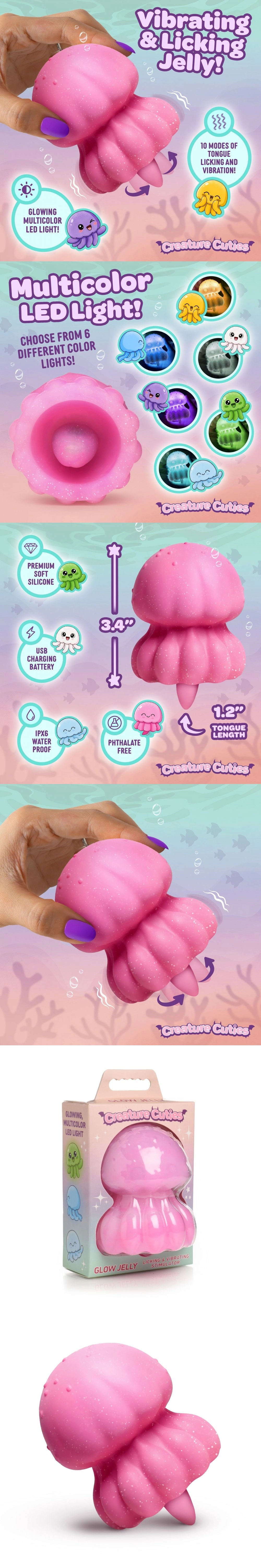 xr brands creature cocks glow jelly clit & nipple vibrator foreplay toy