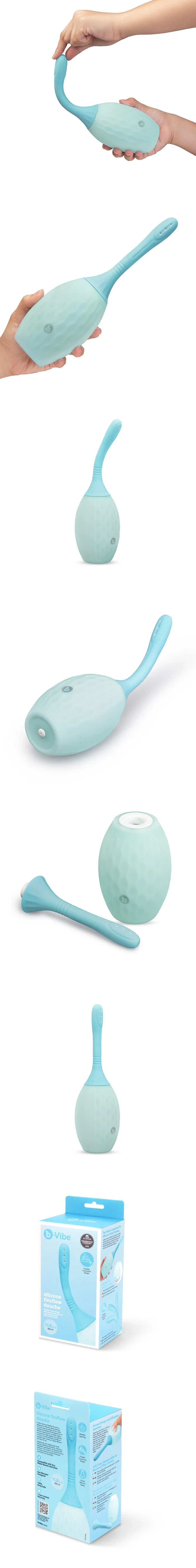 b vibe flexflow silicone douche dual nozzle easy grip soft bulb deep cleaning safe hygienic anal use