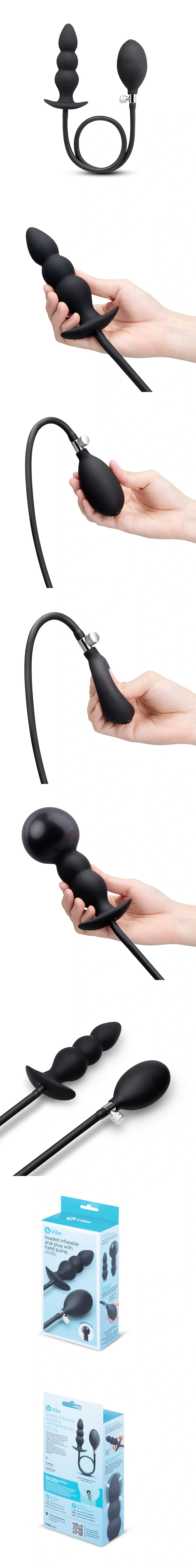 b vibe inflatable beaded anal plug silicone adjustable size hand pump beginner friendly anal training toy smooth comfort