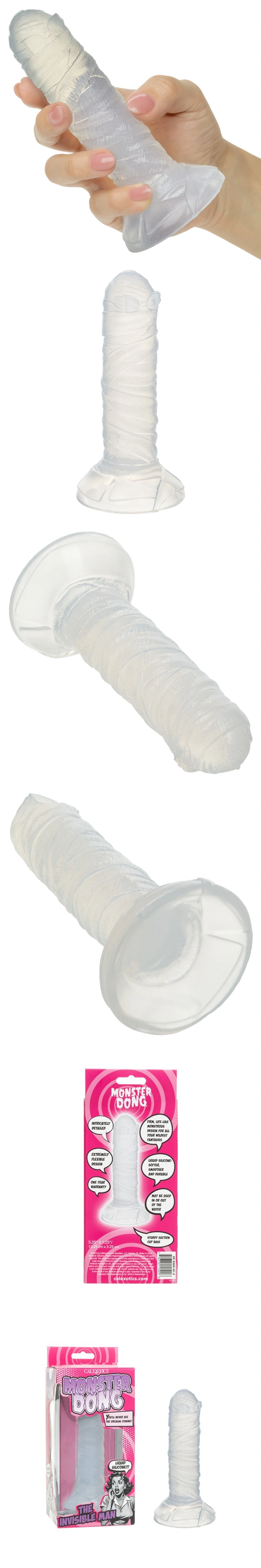 calexotics monster dong the invisible man suction cup dildo clear dildo
