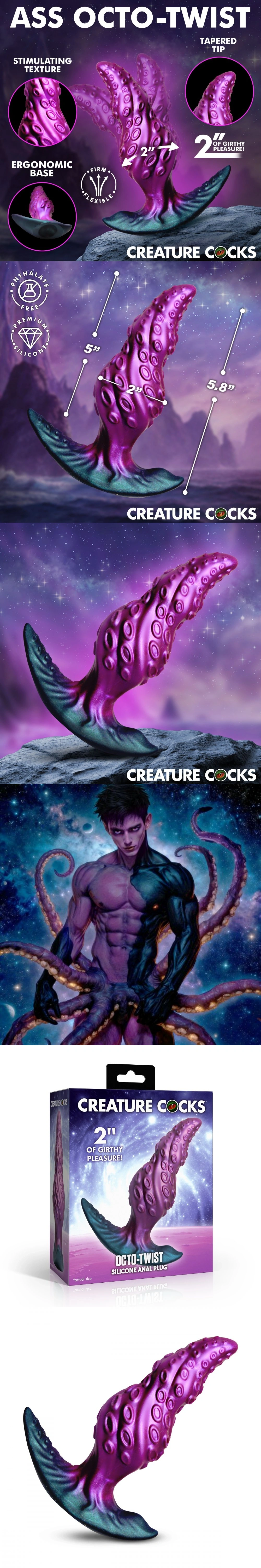 creature cocks octo-twist silicone butt plug fantasy anal plug ass expand backdoor toy
