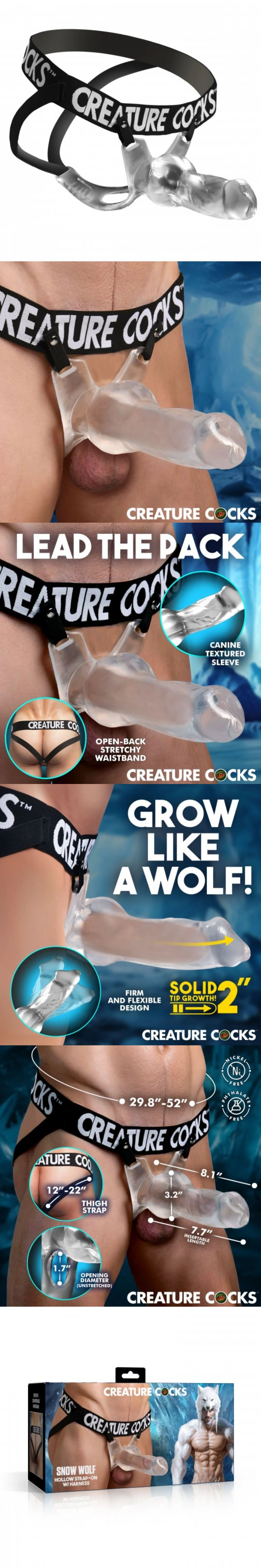 creature cocks snow wolf hollow strap on dildo with harness fantasy wolf wearable strap on toy