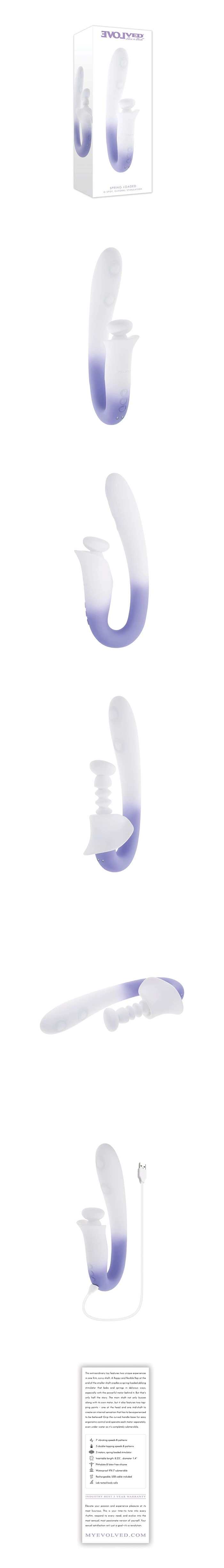 evolved spring loaded g spot vibrator with 7 vibrating modes and 5 tapping patterns waterproof silicone toy for women