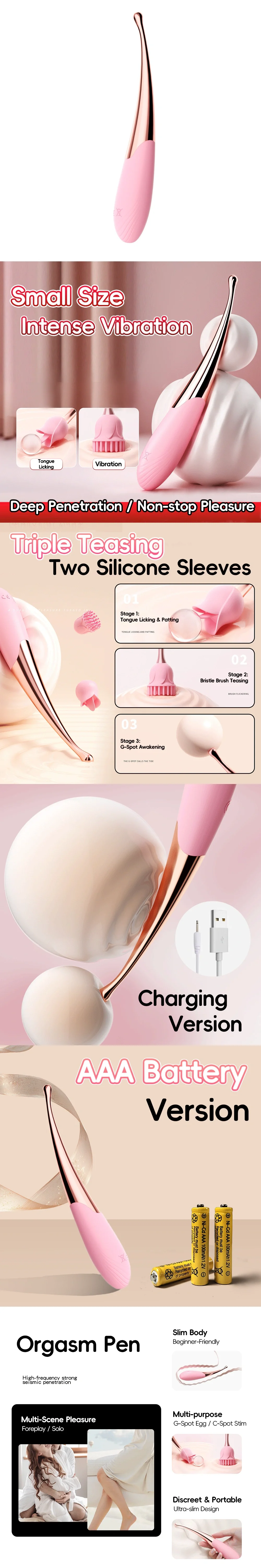 venusfun tongue licking vibrator wand dual replaceable heads 10 vibration modes g spot stimulator for women