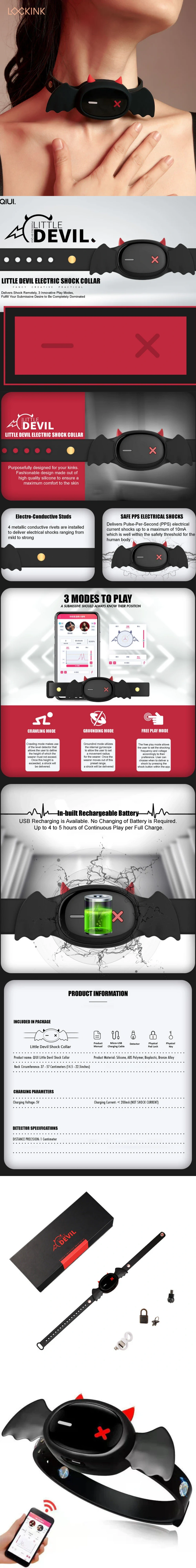 lockink qiui little devil electric shock submissive collar with app control