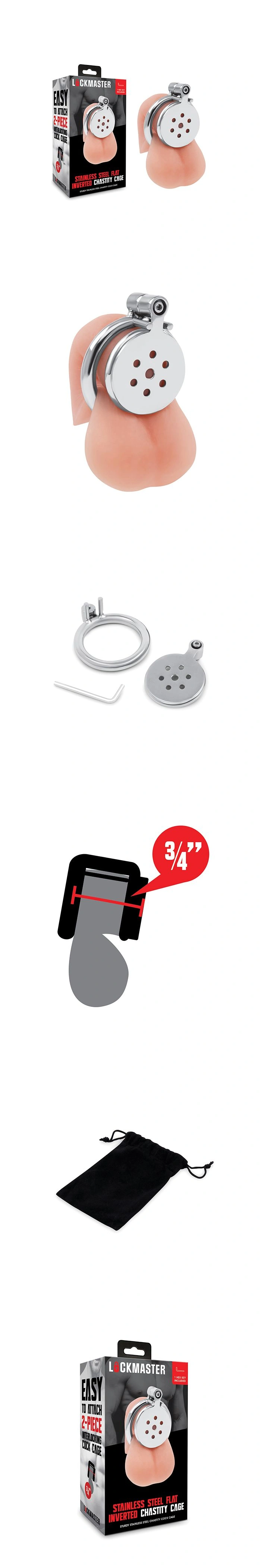 lockmaster male chastity cage stainless steel flat inverted design discreet secure daily wear device for men