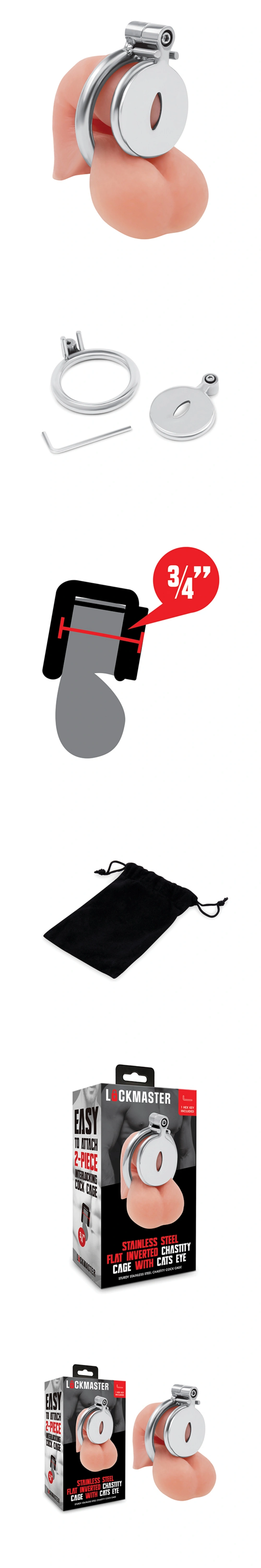 lockmaster inverted male chastity cage w/cats eye