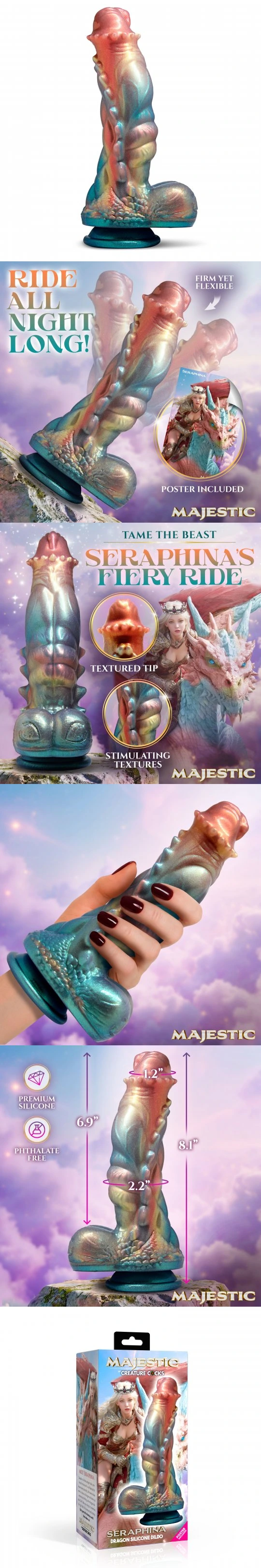 majestic series seraphina dragon silicone dildo