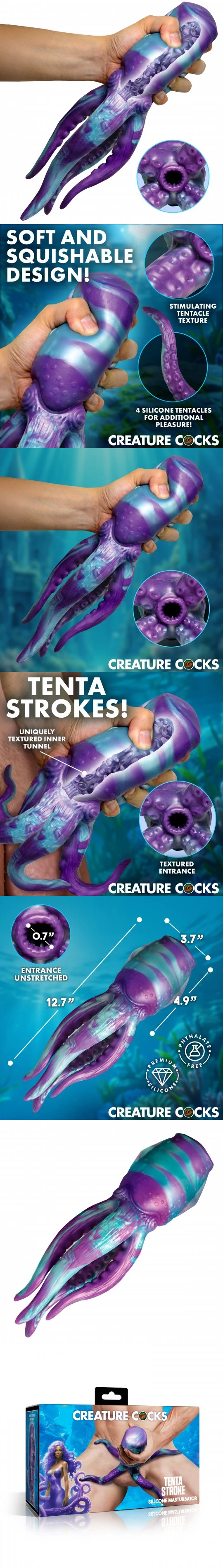 male sex stroker textured tentacle tunnel silicone masturbator