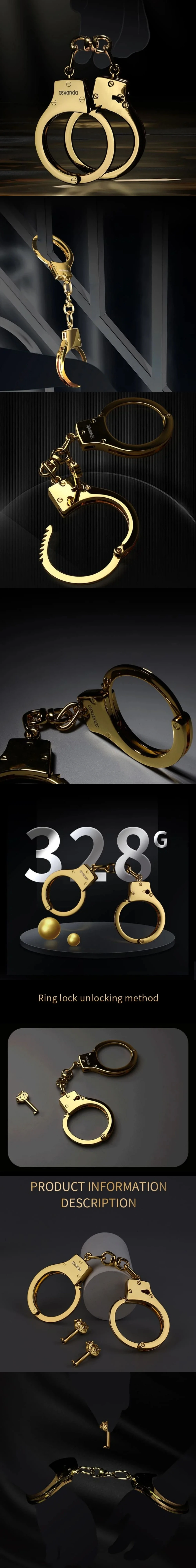 sevanda love slave bdsm handcuffs metal lock and key bondage set for dominant submissive roleplay couples