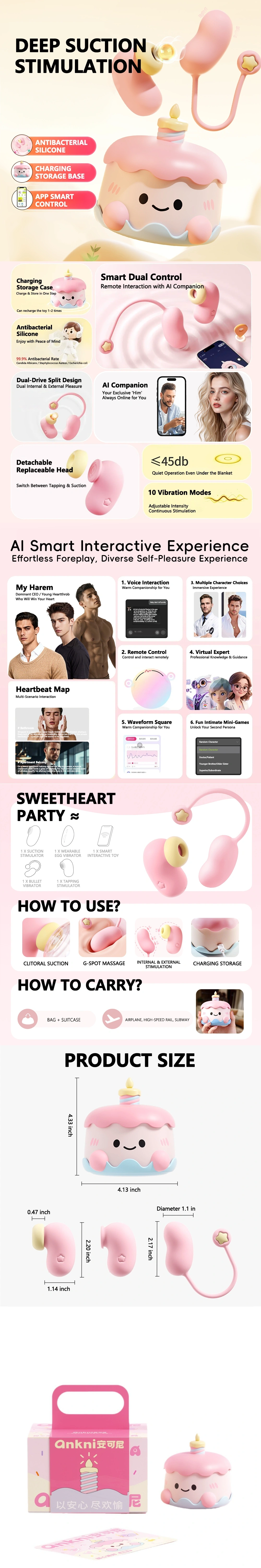 venusfun sweetie party set sucking vibrating ai egg vibrator with remote