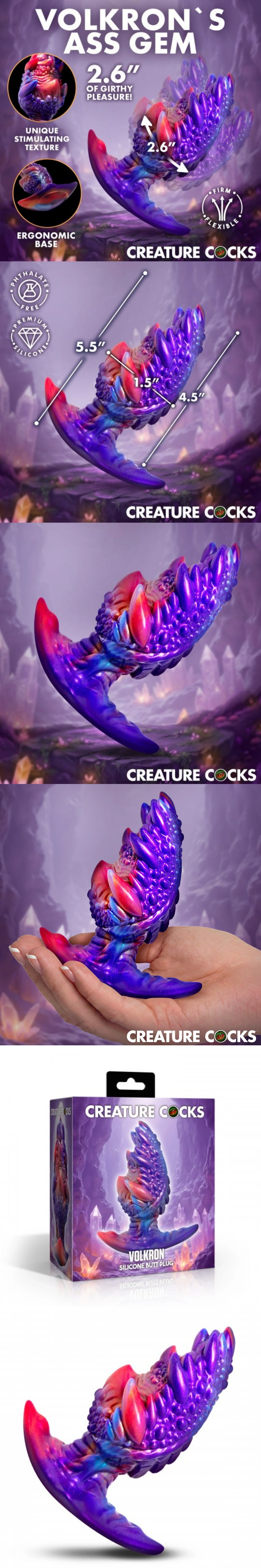 xr brands volkron silicone butt plug ass trainer ribbed vaginal plug