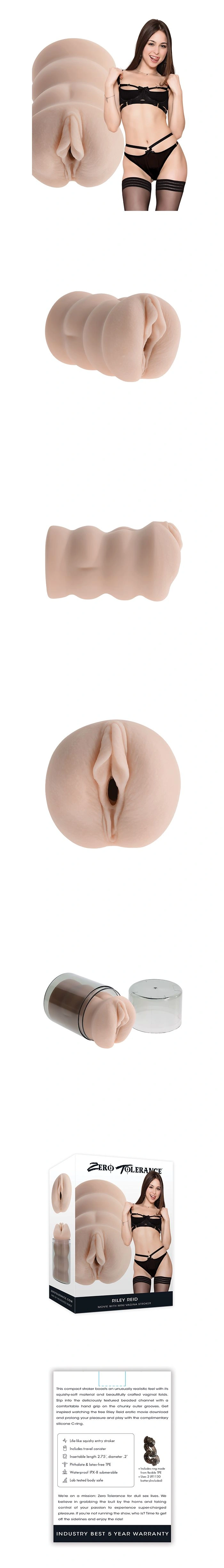 zero tolerance riley reid mini vagina stroker soft tpe realistic male masturbator pocket pussy with textured internal channel