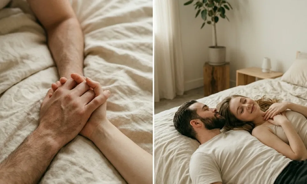 Woman learning how to moan naturally during sex by starting with breathing, soft sounds, and simple words