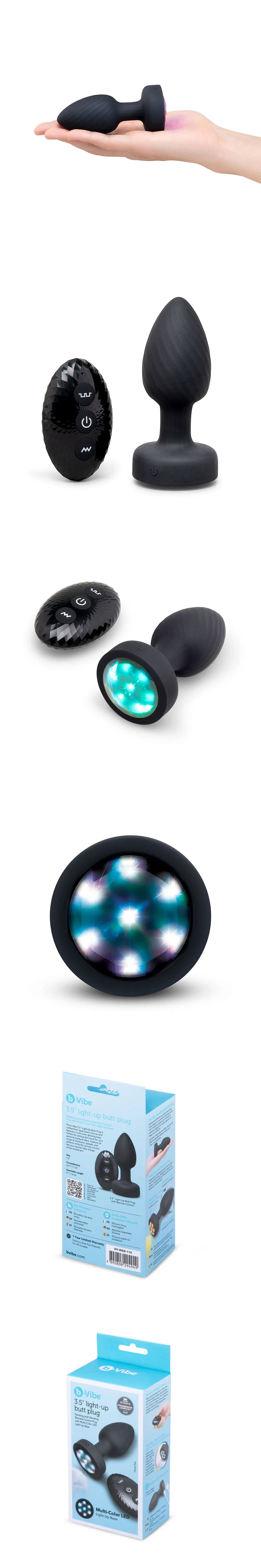 b-vibe 3.5 in light up butt plug with remote